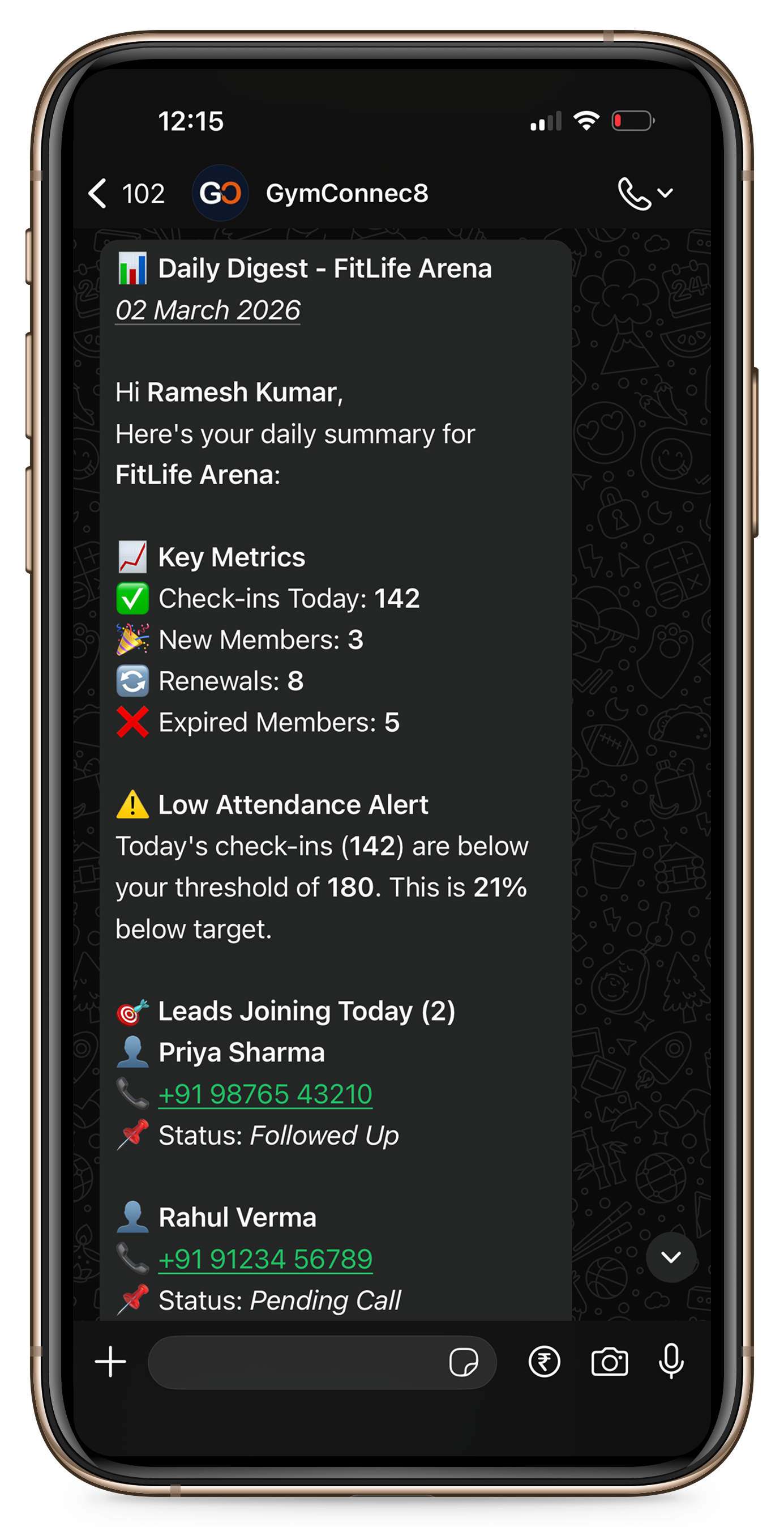 Daily Digest WhatsApp Message Preview